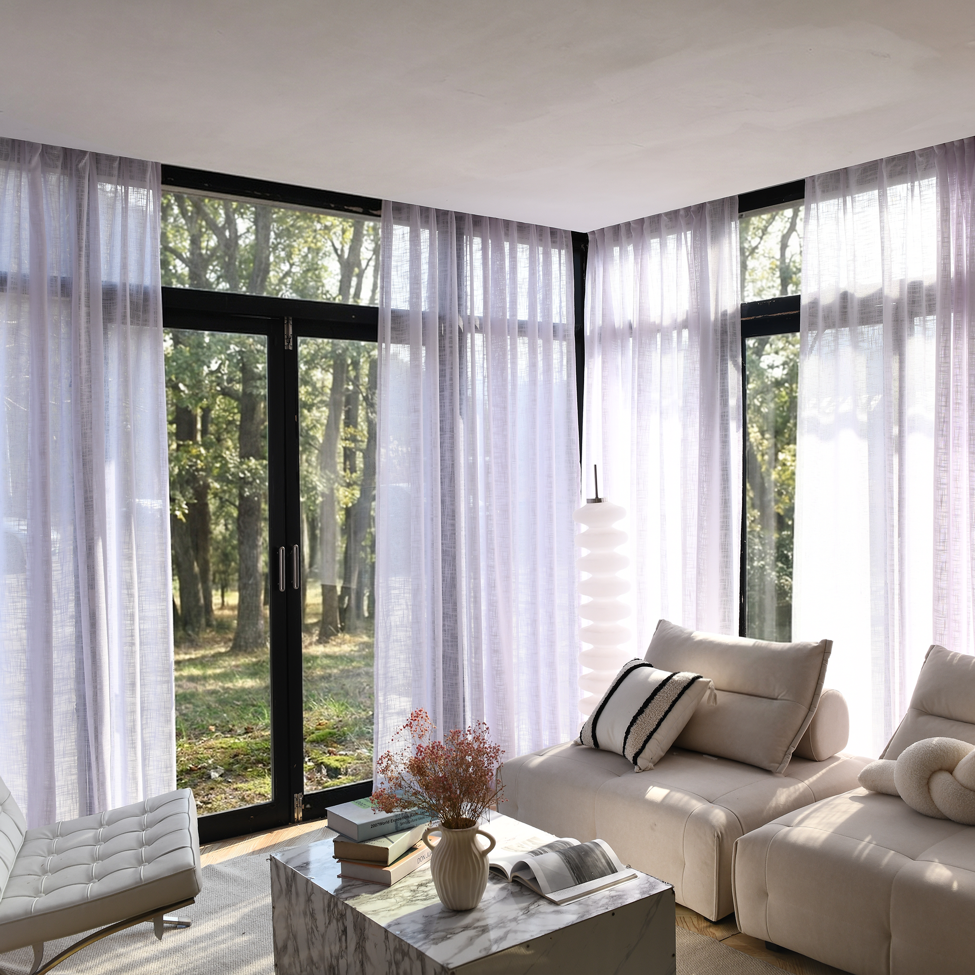 Custom Linen Sheer Solid Curtains-1