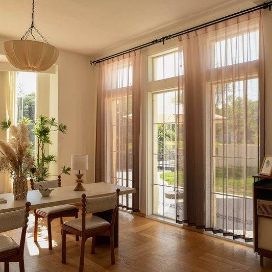 Custom Vertical Ombre Linen Texture Sheer Curtains-0