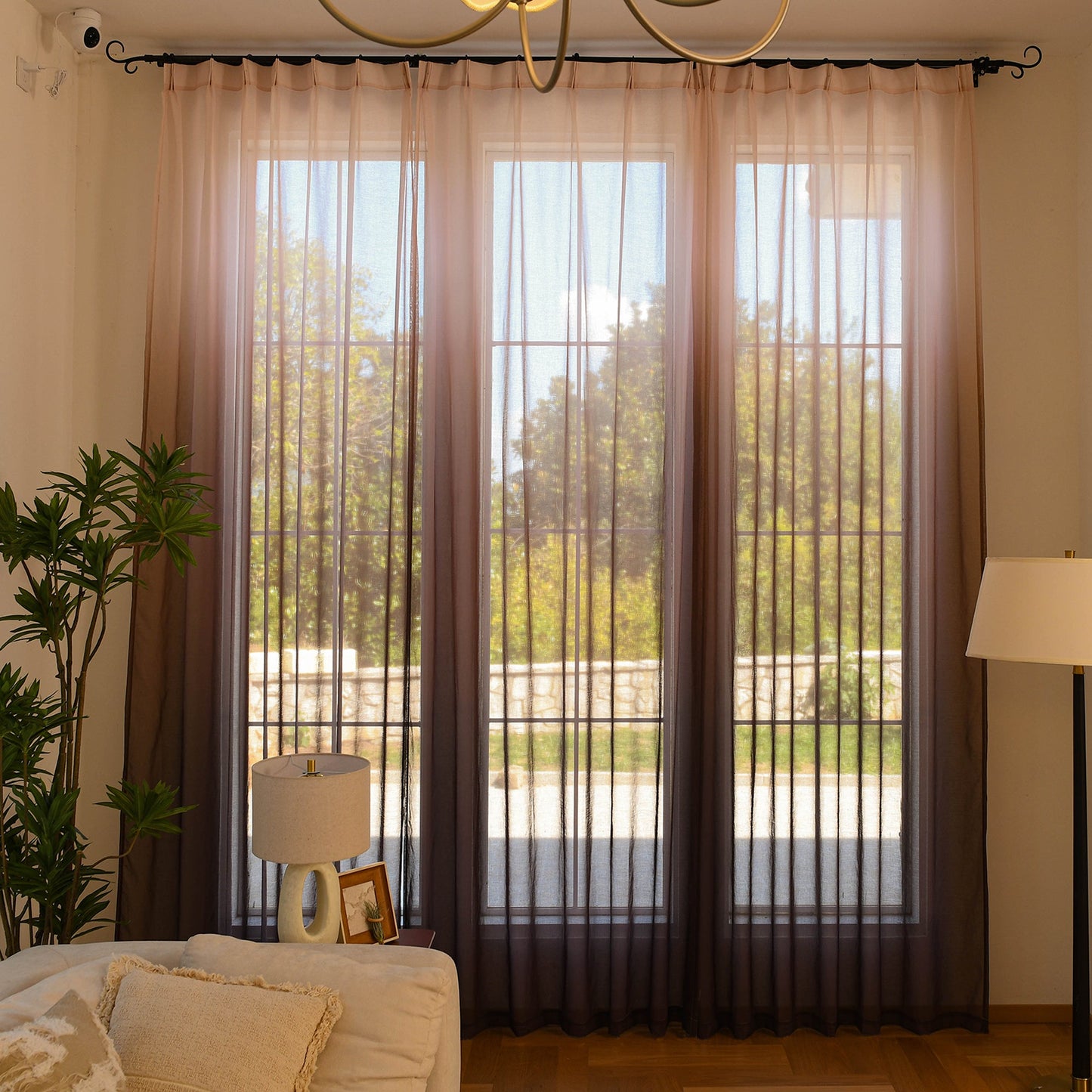 Custom Vertical Ombre Linen Texture Sheer Curtains-4