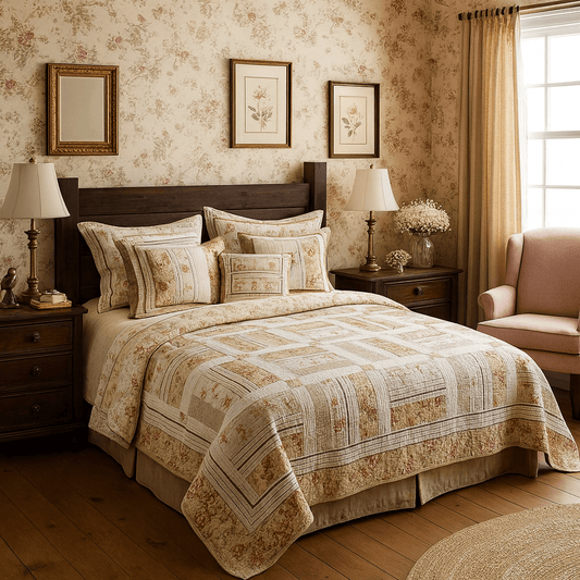 DaDa Bedding Cottage Floral Blossoming Patchwork Quilted Coverlet Bedspread Set (DXJ103112)-0
