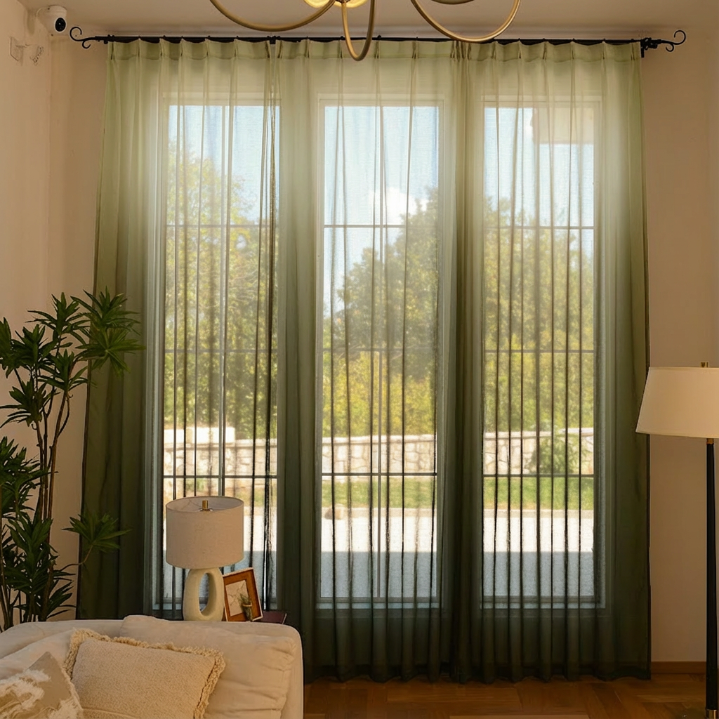 Custom Vertical Ombre Linen Texture Sheer Curtains-11